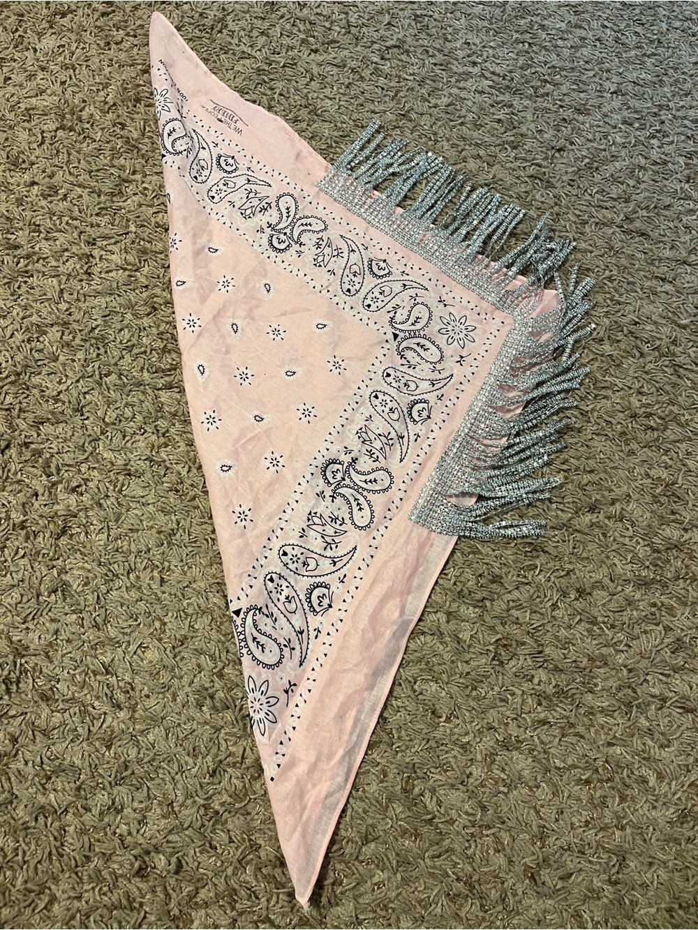 Pink Bandana with Silver Fringe